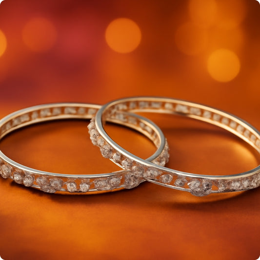 Silver Blossom Sparkle Bangles