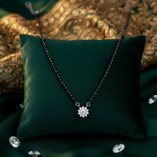 Silver Floral Bliss Mangalsutra Necklace for Women