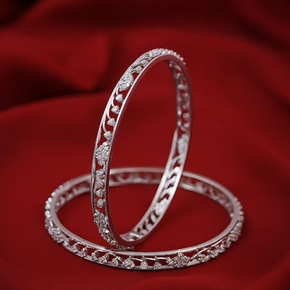 Silver Blossom Sparkle Bangles