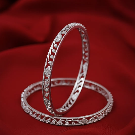 Silver Blossom Sparkle Bangles