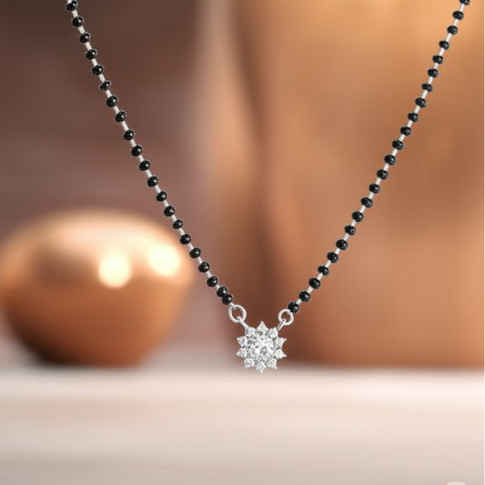 Silver Floral Bliss Mangalsutra Necklace for Women
