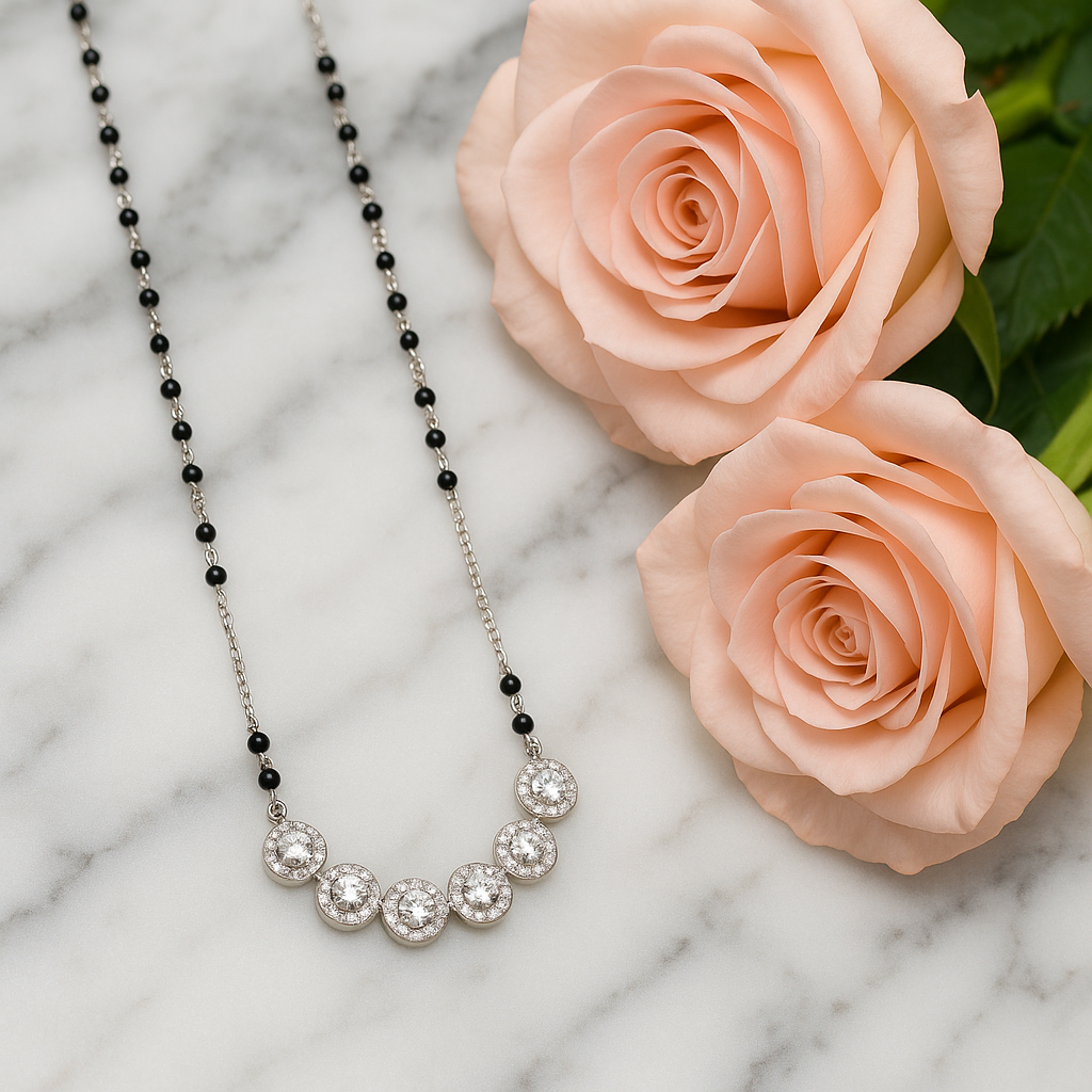 Silver Love Cluster Mangalsutra Necklace for Women