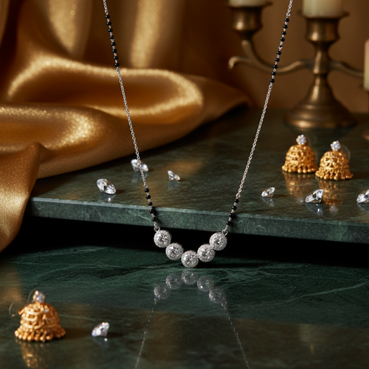 Silver Love Cluster Mangalsutra Necklace for Women