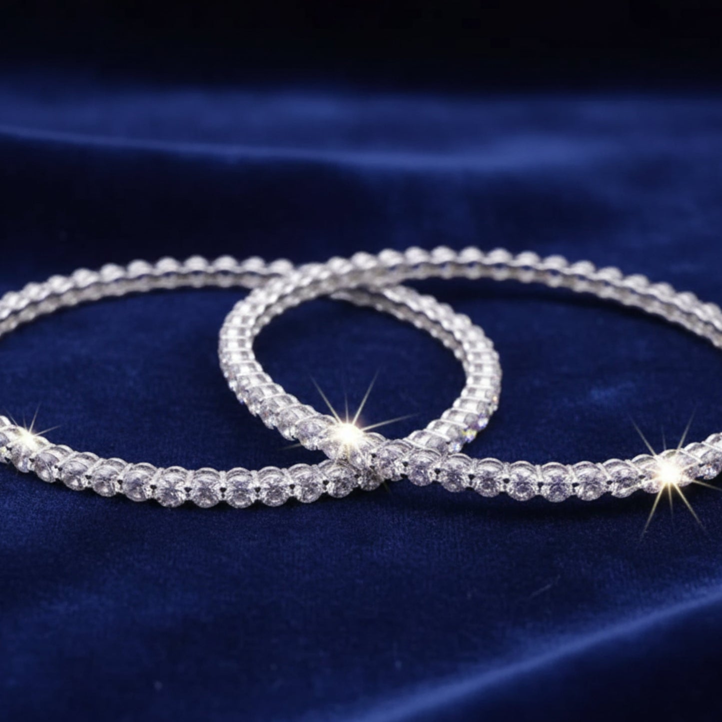 Silver Diamond Halo Bangles