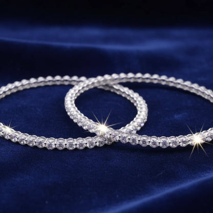 Silver Diamond Halo Bangles