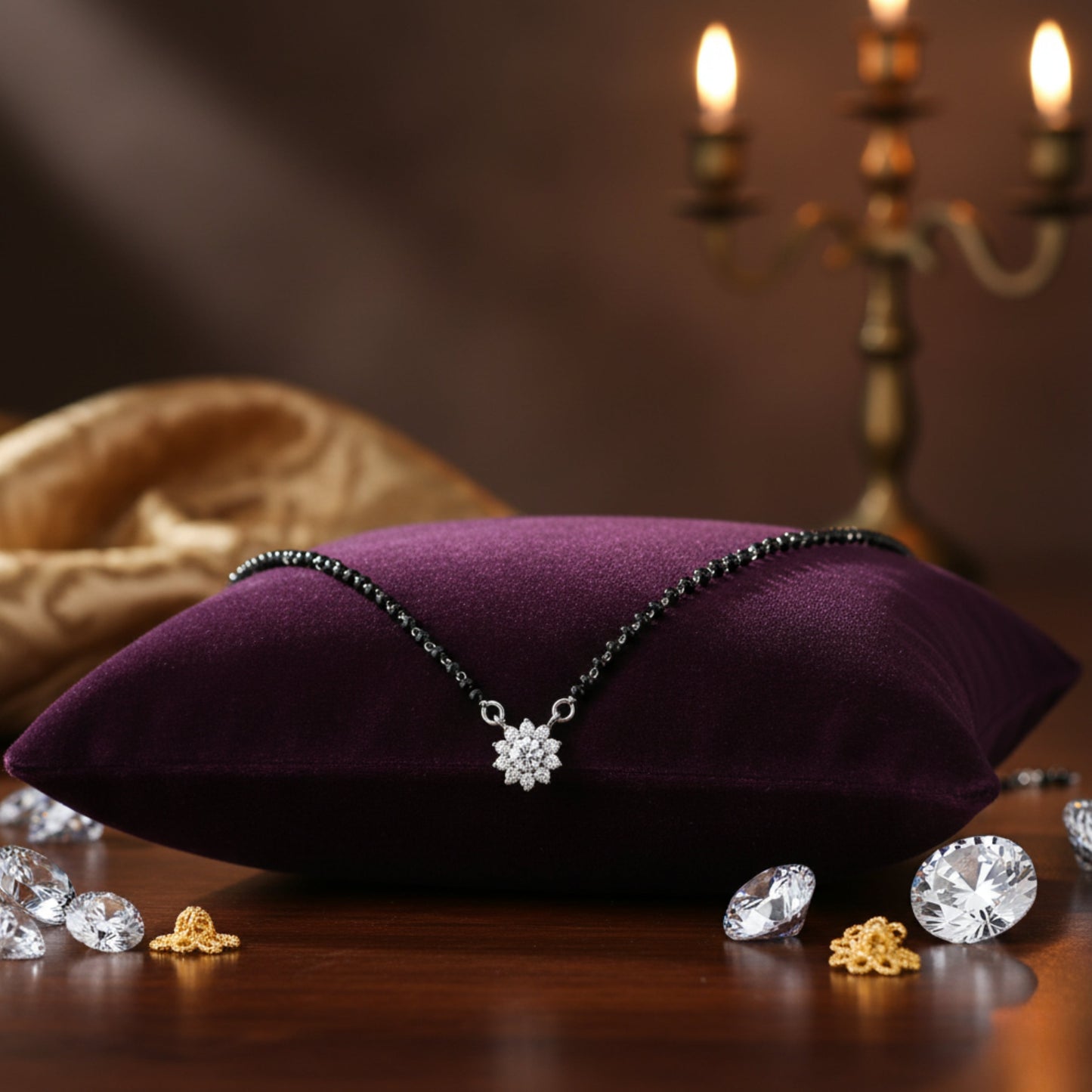 Silver Floral Bliss Mangalsutra Necklace for Women