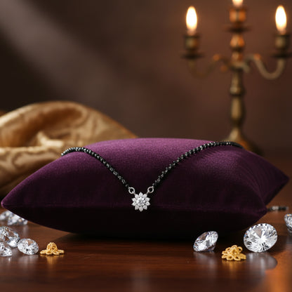 Silver Floral Bliss Mangalsutra Necklace for Women