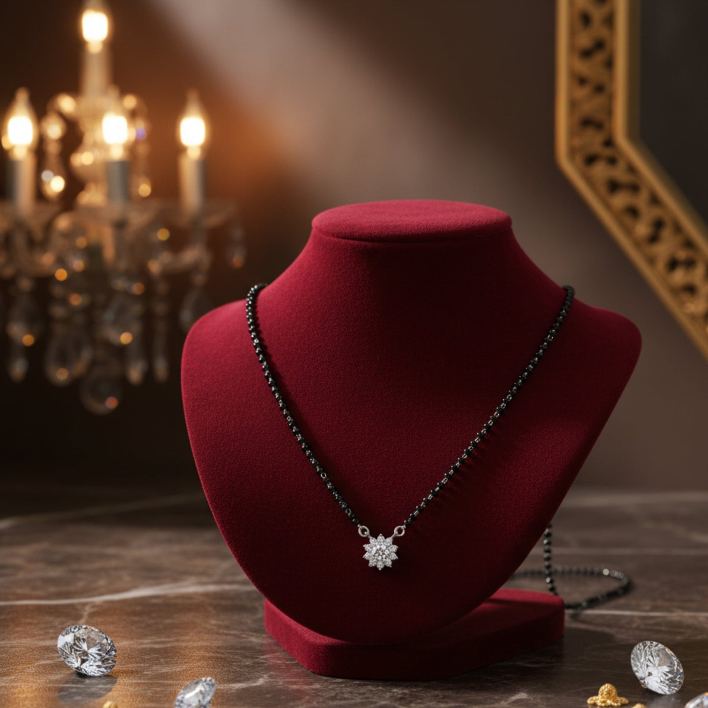 Silver Floral Bliss Mangalsutra Necklace for Women